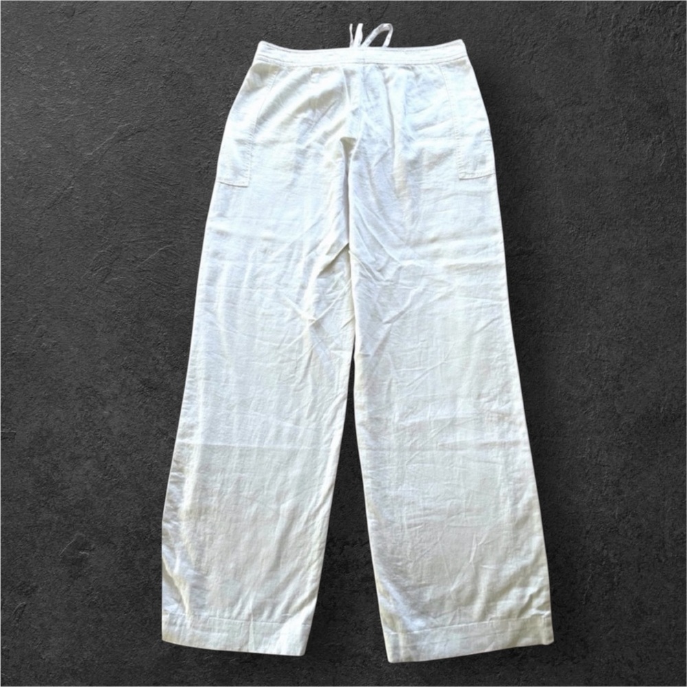 White Linen Wide Legged Pants Laundry by Shelli Segal